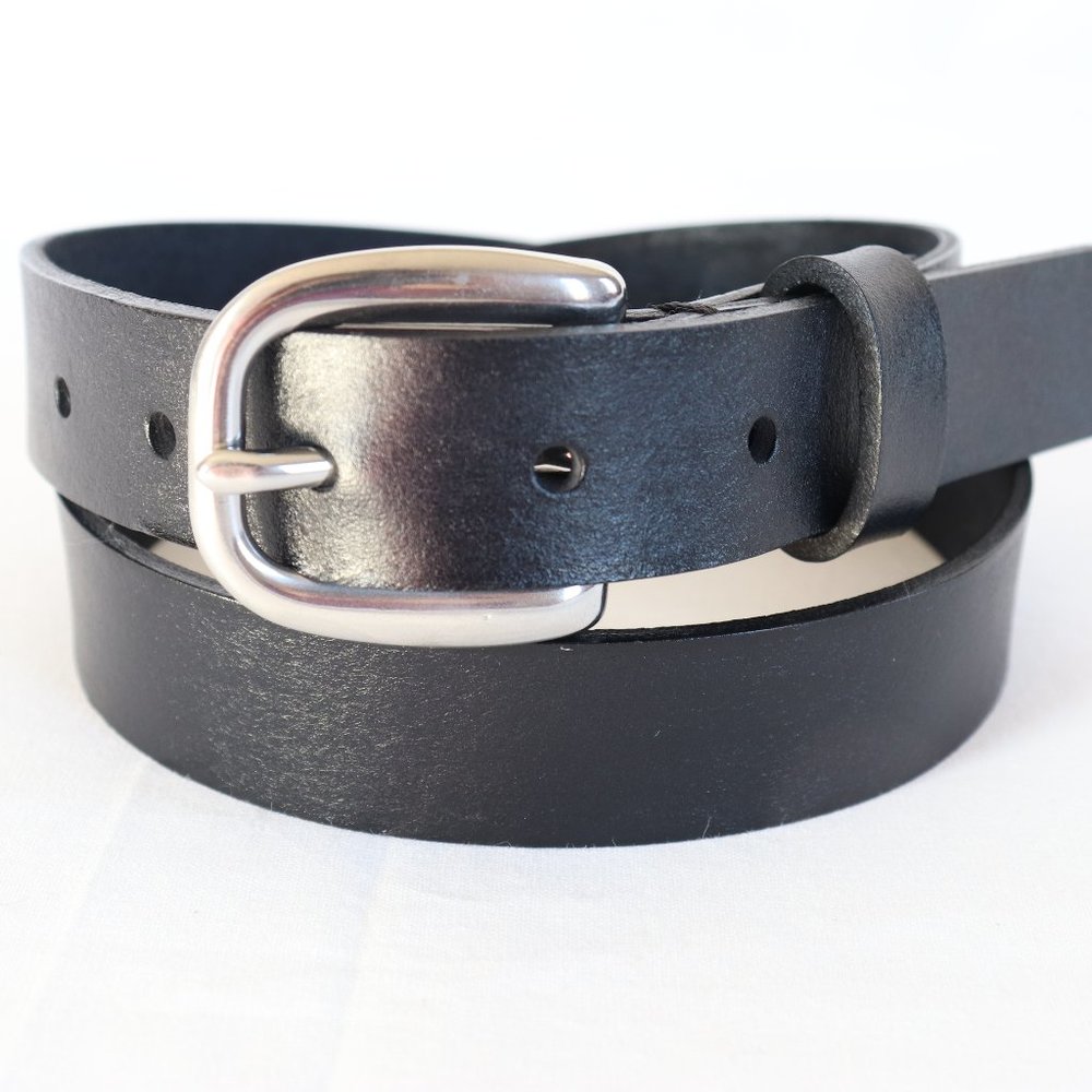 30" Handmade 100% cow hide full grain black leather belt plain unisex A1